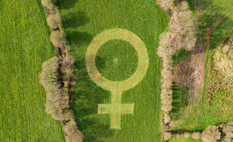 El símbolo de la mujer más grande del mundo segado en la hierba